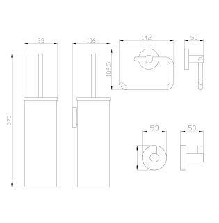Набор аксессуаров из 3 предметов Wonzon & Woghand WW-8100-G крючок держатель для бумаги ёршик брашированное золото